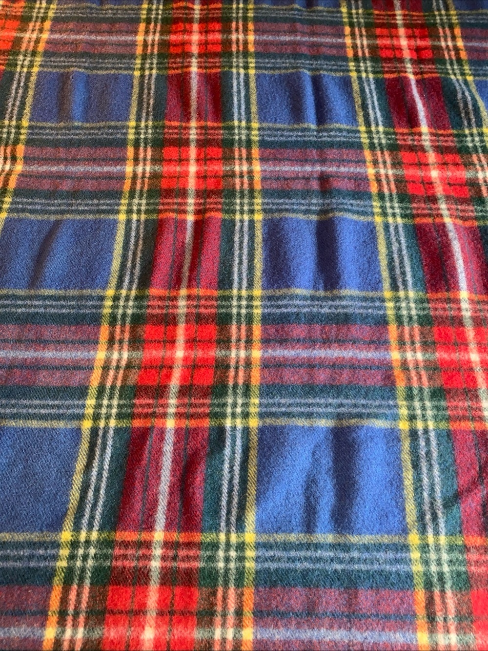 Vintage Ottawa Valley 100% Wool Blanket Red Plaid 56” x 62” Incl Fringe -AA17